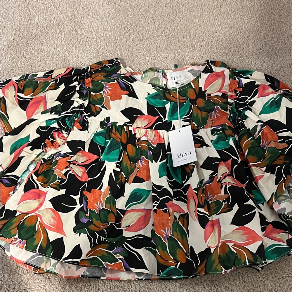 Misa Los Angeles Multicolor Floral Top size L NWT